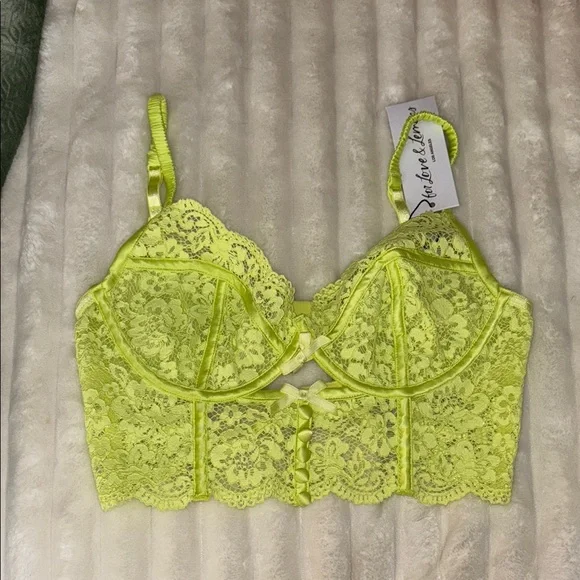 For Love & Lemons Lace Bralette in Neon Yellow - Picture 1 of 3